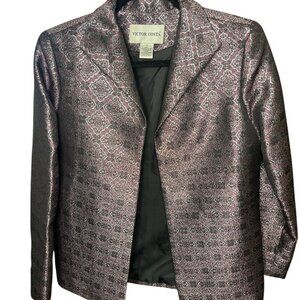 Women's Victor Costa Blazer Pink Black & Metallic Silver with Black Lining Size